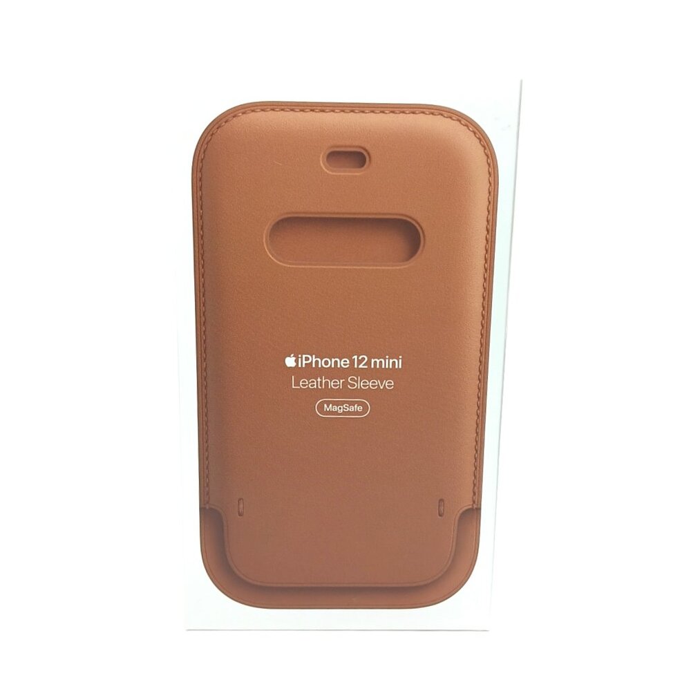 Apple Leather Sleeve For iPhone 12 Mini Saddle Brown MagSafe Genuine Leather New
